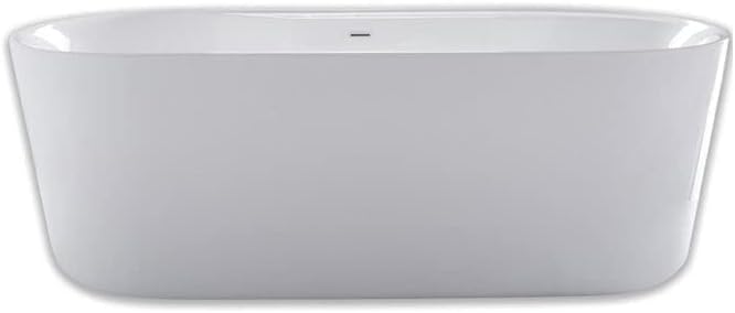 Carver Tubs - Amur 70' - Modern Freestanding Soaking Bathtub With Built-in LED Lights - Modern Oval Acrylic Fiberglass Bath Tub With Chrome Drain - Deep Relaxing Soak - 70.5'L x32.5'W x 23'H