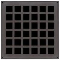 Infinity Drains QDB 4-P ORB - 4' x 4' QD 4 - Strainer - Lines Pattern & 2' Throat in oil rubbed bronze with PVC Bonded Flange 2', 3', and 4' Outlet