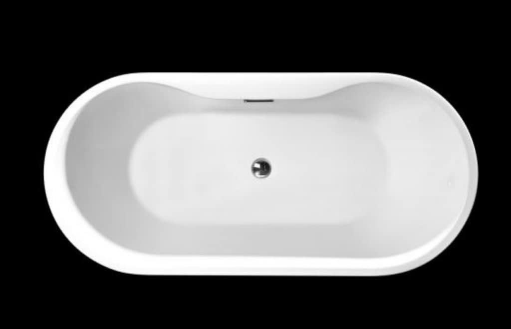 Carver Tubs - Reflection II 67' - Modern White Freestanding Two Person Bath tub with Brushed Nickel Drain, White Oval Spacious Acrylic Fiberglass Tubs, Deep Soaking Bathtub, 67'L X 31.5'W X 23.5'H