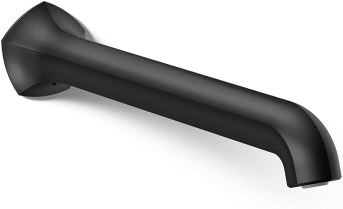KOHLER 27115-BL Occasion Wall-Mount 12' Bath Spout, Nondiverter Bathtub Spout with Slip-Fit Connection, Matte Black