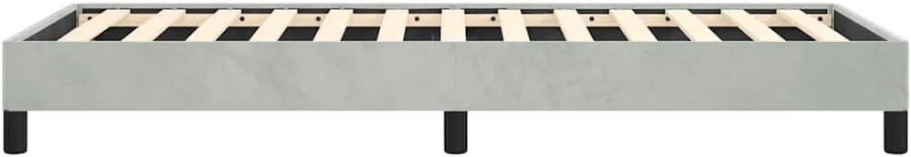 Light Gray Velvet Twin Bed Frame with Plywood and Engineered Wood, Breathable Fabric for Cool Sleep, Sturdy Build for Adult Use, Modern Design Fits Any Room Decor,