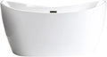 WOODBRIDGE 59' Acrylic Freestanding Bathtub Contemporary Soaking White Tub with Oil Rubbed Bronze Overflow and Drain，B0016 -ORB-Drain &O