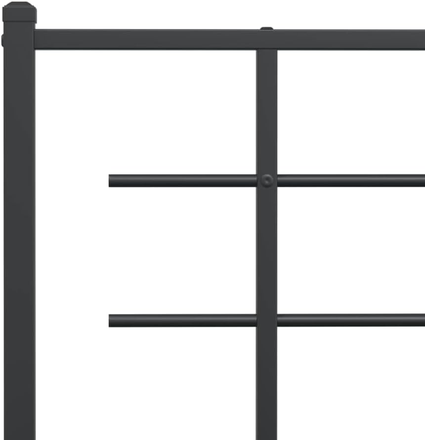 Metal Bed Frame with Headboard Queen Size Black Steel Platform Bedframe Sturdy Support Underbed Storage Space for Bedroom