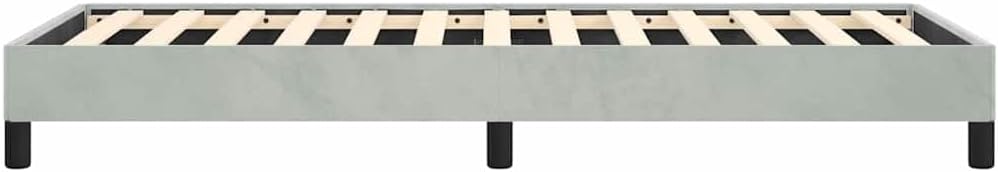 Light Grey Twin XL Bed Frame with Velvet Upholstery, Modern Minimalist Design for Contemporary Bedrooms, Durable Plywood Construction, Easy Assembly and Space Efficient