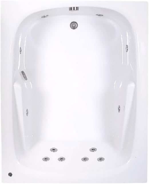 60 in. x 48 in. Acrylic Rectangular Drop-In Whirlpool Bathtub with Reversible Drain in White