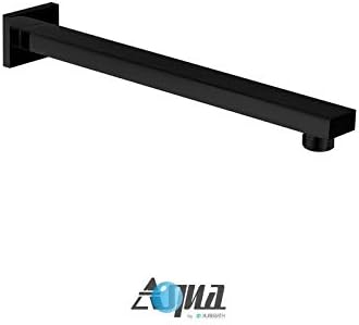 Aqua Piazza Matte Black Shower Set with 12' Square Rain Shower, Tub Filler and 4 Body Jets