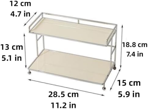 2-Tier Metal Desktop Shelf Organizer, Beige Cosmetics & Perfume Storage Rack, Countertop Display Stand for Bedroom, Bathroom & Kitchen, Stylish Home Decor