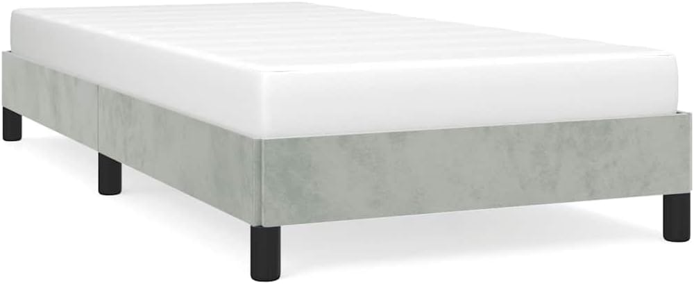 Light Gray Velvet Twin Bed Frame with Plywood and Engineered Wood, Breathable Fabric for Cool Sleep, Sturdy Build for Adult Use, Modern Design Fits Any Room Decor,