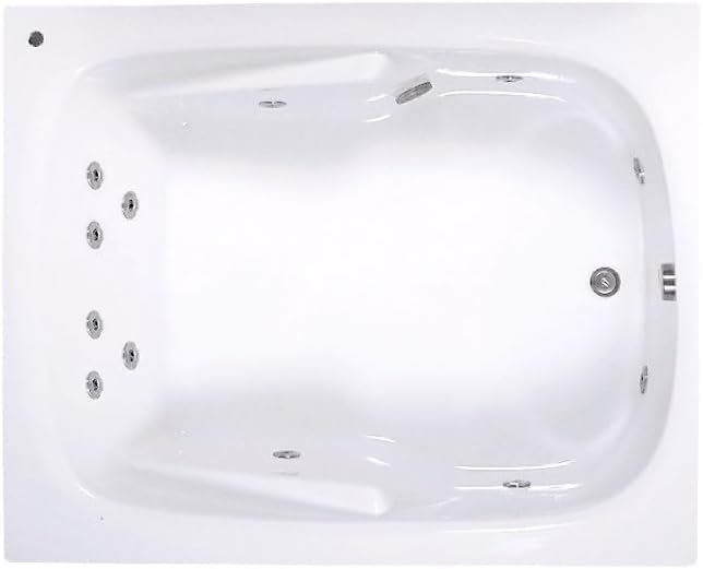 60 in. x 48 in. Acrylic Rectangular Drop-In Whirlpool Bathtub with Reversible Drain in White