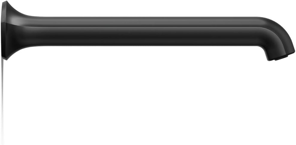 KOHLER 27115-BL Occasion Wall-Mount 12' Bath Spout, Nondiverter Bathtub Spout with Slip-Fit Connection, Matte Black