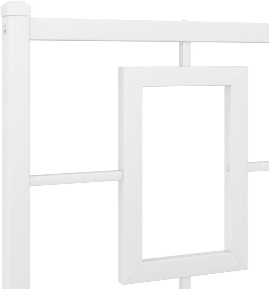 Metal Bed Frame with Headboard White King Size 76'x79.9' Heavy Duty Steel Platform Bed Frame with Underbed Storage Space for Bedroom Furniture