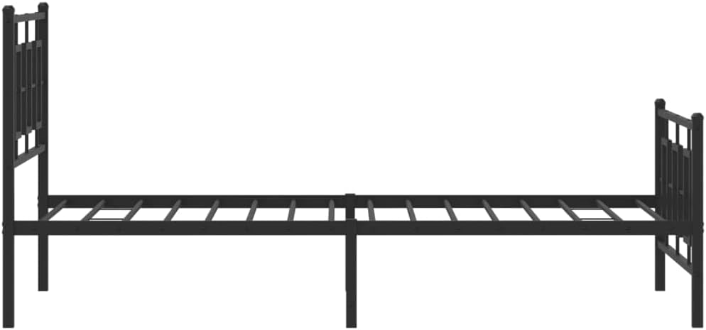 Metal Bed Frame Queen Size with Footboard Black Steel Platform Bed Frame Sturdy Metal Slats Underbed Storage Space for Bedroom Guest Room