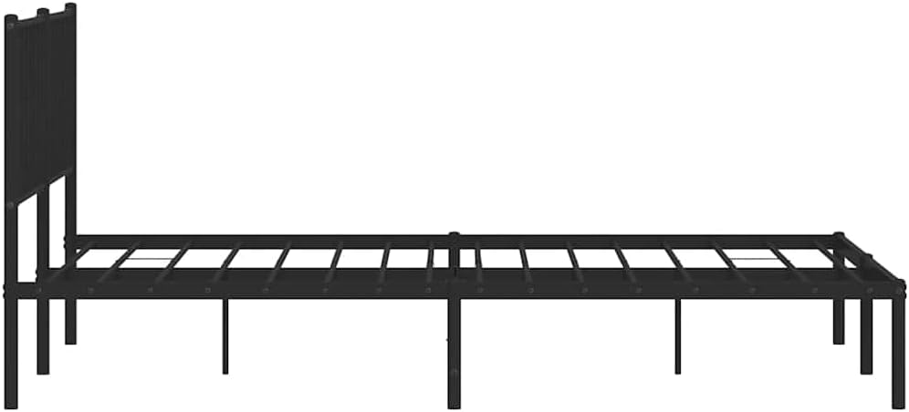 Metal Bed Frame with Headboard Black King Size 76'x79.9' Heavy Duty Steel Platform Bed Frame with Underbed Storage Space for Bedroom Furniture