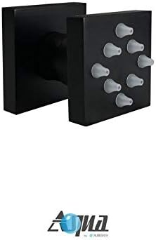 Aqua Piazza Matte Black Shower Set with 12' Square Rain Shower, Tub Filler and 4 Body Jets