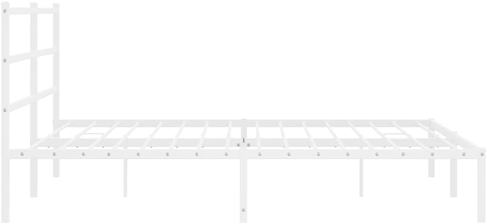 Metal Bed Frame with Headboard King Size White 76'x79.9' Sturdy Steel Platform Bed Frame with Underbed Storage Space for Bedroom Furniture