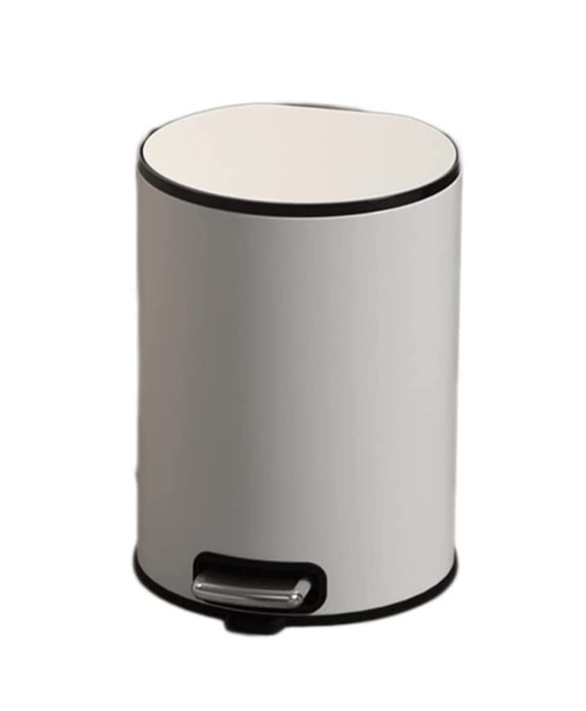 Trash Can Wastebasket Garbage， Step Trash Can with Inner Barrel Garbage Bin with Soft Close Lid, Foot Pedal Garbage Bin for Home Office Container Bins for Bathrooms(White 9L)