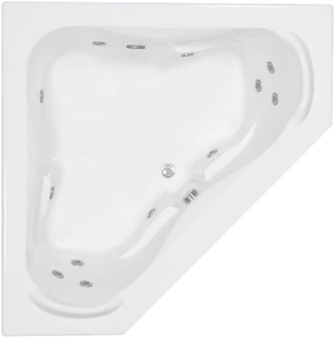 60 in. x 60 in. Acrylic Corner Drop-In Whirlpool Bathtub with Center Drain in Biscuit