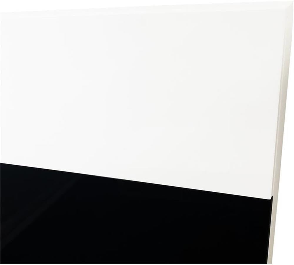 Pemberly Row 5-Piece Eastern King Platform Bedroom Set, White/Black Finish, Poplar Wood & Engineered Wood, High Gloss Lacquer, Bed, Dresser, Mirror, 2 Nightstands, Modern Contemporary Style