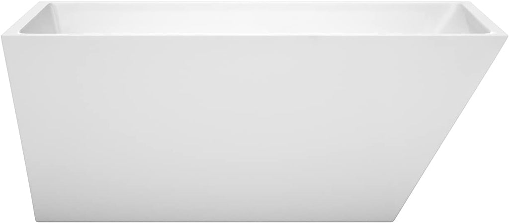 Wyndham Collection Hannah 59 inch Freestanding Bathtub for Bathroom in White with Polished Chrome Drain and Overflow Trim