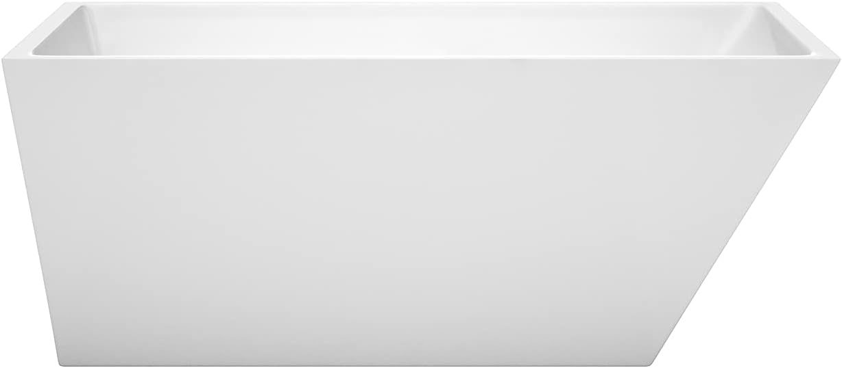 Wyndham Collection Hannah 59 inch Freestanding Bathtub for Bathroom in White with Polished Chrome Drain and Overflow Trim