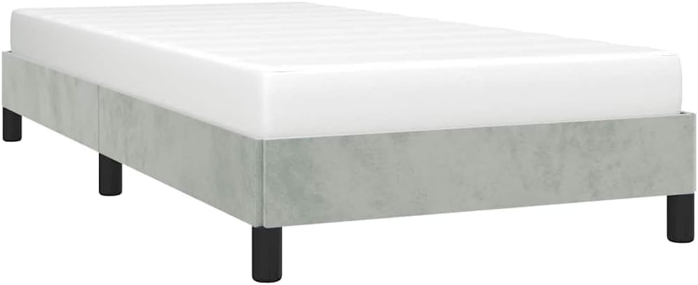 Light Gray Velvet Twin Bed Frame with Plywood and Engineered Wood, Breathable Fabric for Cool Sleep, Sturdy Build for Adult Use, Modern Design Fits Any Room Decor,