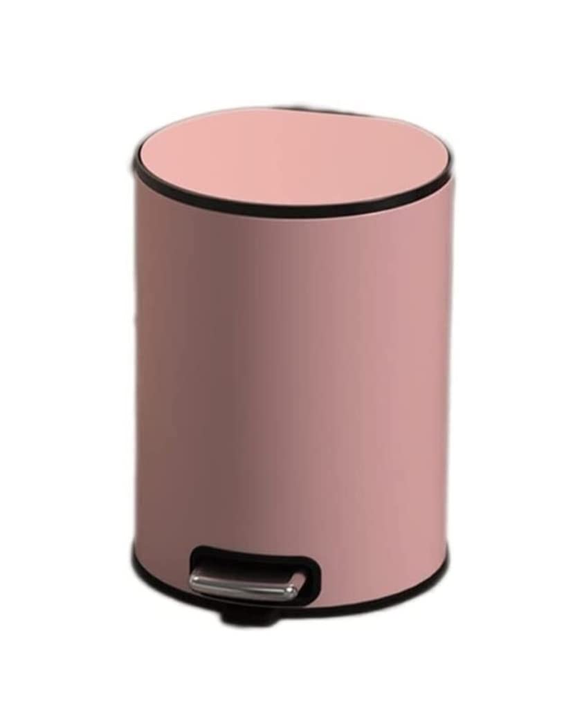 Trash Can Wastebasket Garbage， Step Trash Can with Inner Barrel Garbage Bin with Soft Close Lid, Foot Pedal Garbage Bin for Home Office Container Bins for Bathrooms(Pink 9L)