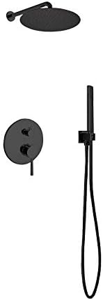 Aqua Rondo Matte Black Shower Set w/ 8' Rain Shower and Handheld
