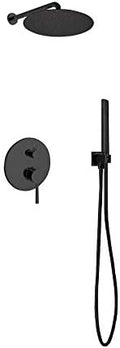 Aqua Rondo Matte Black Shower Set w/ 8' Rain Shower and Handheld