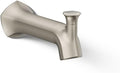 Kohler 27023-BN Occasion Wall-Mount 8' Bath Spout, Diverter Bathtub Spout with Slip-Fit Connection, Vibrant Brushed Nickel