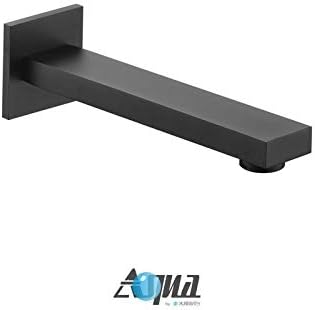 Aqua Piazza Matte Black Shower Set with 12' Square Rain Shower, Tub Filler and 4 Body Jets