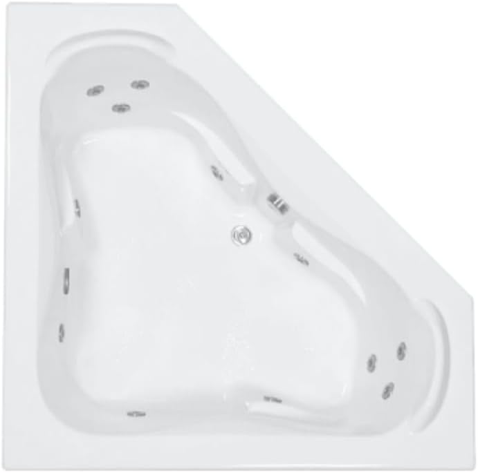 60 in. x 60 in. Acrylic Corner Drop-In Whirlpool Bathtub with Center Drain in Biscuit