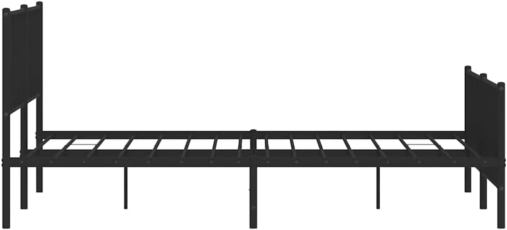 Metal Bed Frame with Footboard Black 76'x79.9' King Platform Steel Frame Sturdy Storage Space Under Bed for Bedroom Furniture