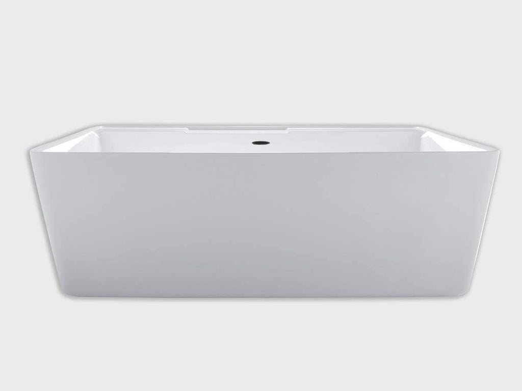 Carver Tubs - Kaskade 71'- Modern White Freestanding Soaking Bath Tubs for Bathroom, w/Oil Rubbed Bronze Center Drain - Modern Rectangle Acrylic Bath Tub - Deep Relaxing Soak - 71'L x32'W x 23'H