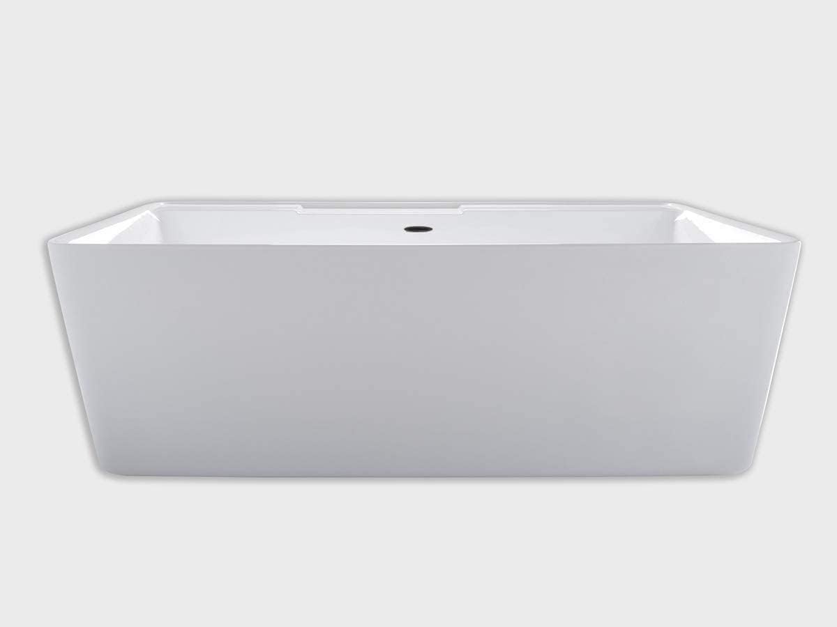 Carver Tubs - Kaskade 71'- Modern White Freestanding Soaking Bath Tubs for Bathroom, w/Oil Rubbed Bronze Center Drain - Modern Rectangle Acrylic Bath Tub - Deep Relaxing Soak - 71'L x32'W x 23'H