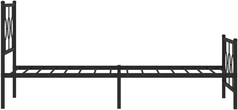 Metal Bed Frame with Footboard Queen/Twin Size Platform Bed Frame Black Sturdy Steel Construction Underbed Storage Space for Bedroom Furniture Guest Room
