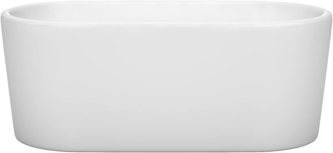 Ursula 59 inch Freestanding Bathtub in White with Polished Chrome Drain and Overflow Trim