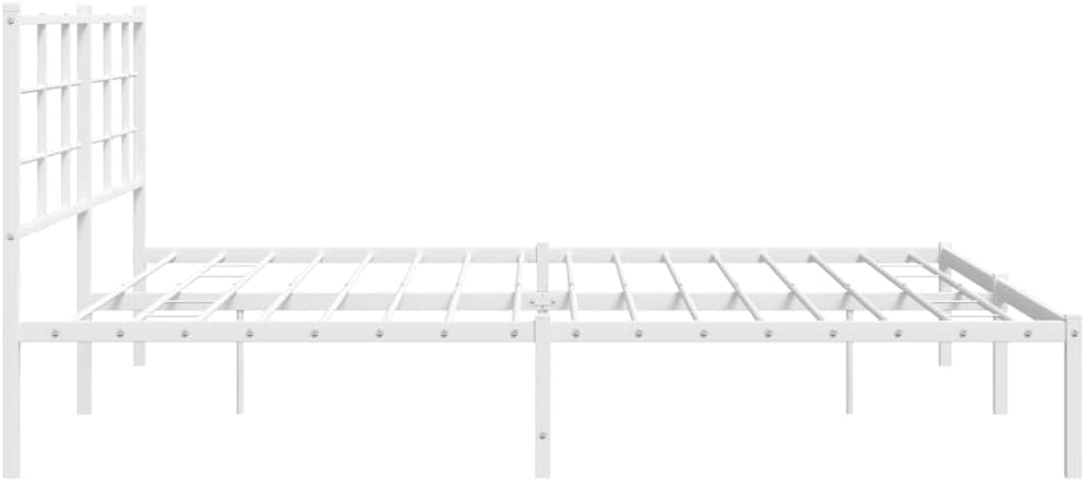 Metal Bed Frame with Headboard White King Size Platform Bed Frame 76'x79.9' Heavy Duty Steel Construction Underbed Storage Space for Bedroom Furniture