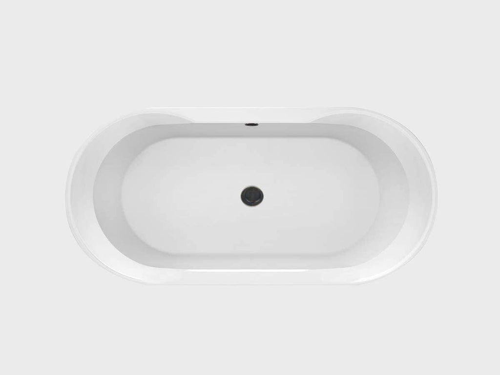 Carver Tubs - Aiden 65' - Modern White Spacious Freestanding Soaking Bathtub - Modern Acrylic Fiberglass With Oil Rubbed Bronze Drain - Two Person Contemporary Oval Bath Tub - 65″L x 29'W x 22'H