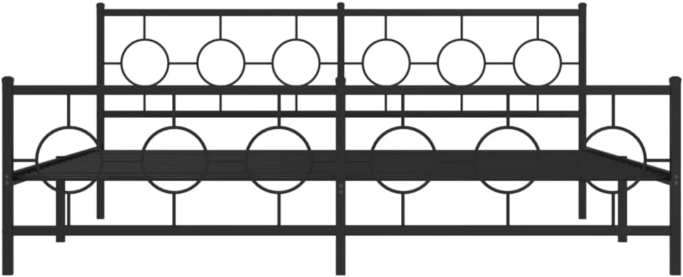 Metal Bed Frame with Footboard Black King Size 76'x79.9' Heavy Duty Steel Platform Bed Frame Sturdy Support Underbed Storage for Bedroom Furniture