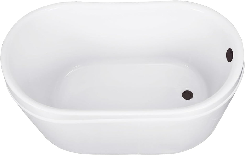 Kingston Brass VTRS522928M5 52' Acrylic Oval Double Slipper Freestanding Tub with Overflow/Drain Assembly, Glossy White/Oil Rubbed Bronze