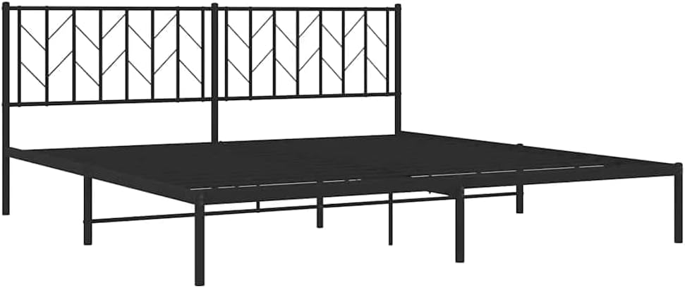 Metal Bed Frame with Headboard Black King Size 76'x79.9' Heavy Duty Steel Platform Bed Frame with Underbed Storage Space for Bedroom Furniture