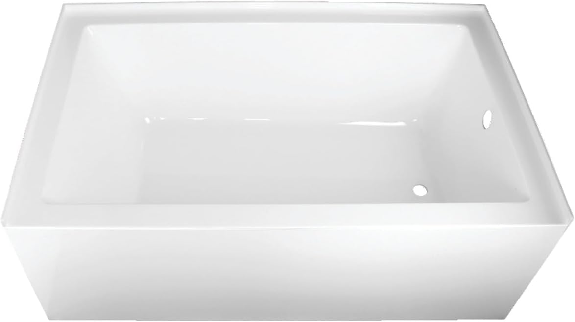 Kingston Brass 60' Acrylic Alcove Tub with Right Drain and Polished Chrome Tip-Toe Bath Tub Drain