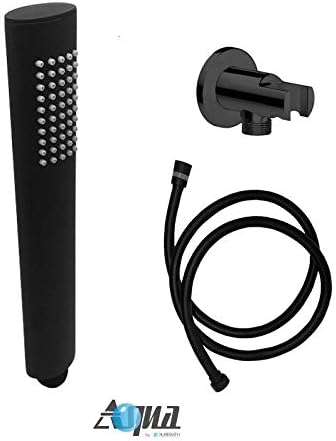 Aqua Rondo Matte Black Shower Set w/Ceiling Mount 12' Rain Shower and Handheld