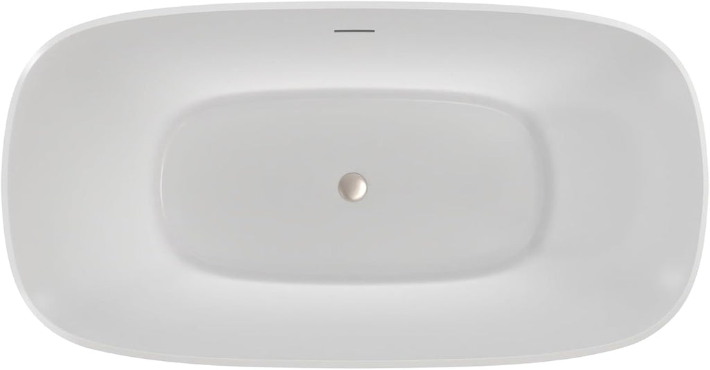 Elegance 59 in. L x 31 in. W x 23-5/8 in. H Freestanding Acrylic Bathtub, Brushed Nickel Drain