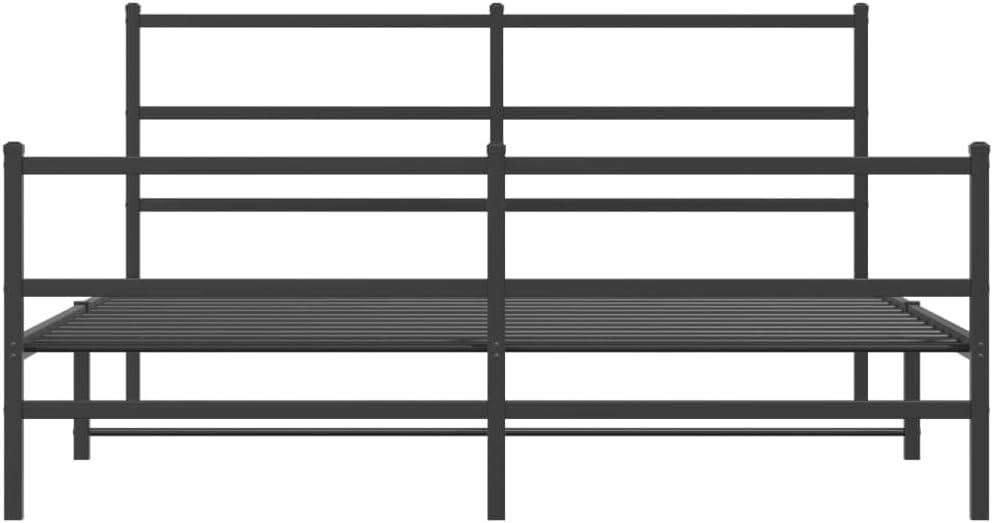Metal Bed Frame with Footboard Black Queen Size Steel Platform Bed Frame for Mattress Support Underbed Storage Space Bedroom Furniture