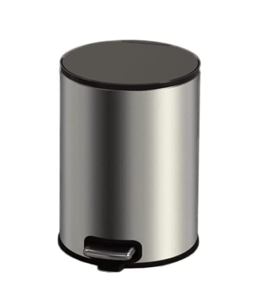 Trash Can Wastebasket Garbage， Step Trash Can with Inner Barrel Garbage Bin with Soft Close Lid, Foot Pedal Garbage Bin for Home Office Container Bins for Bathrooms(Metallic 6L)