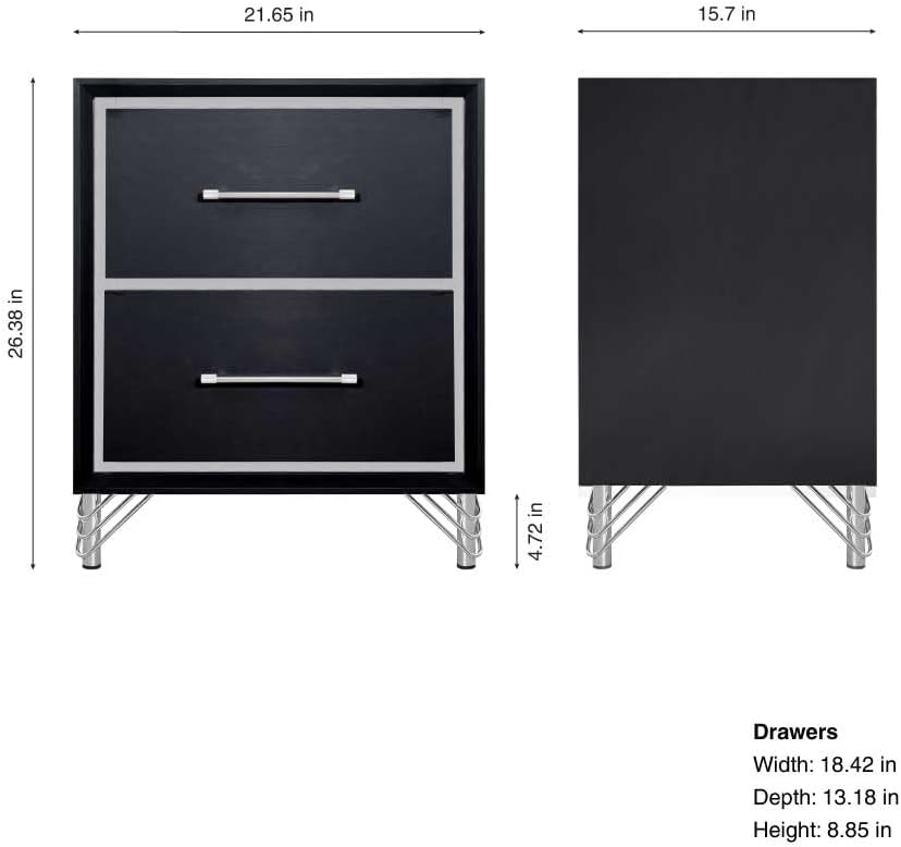 New Classic Furniture Ava 5-Piece Wood Queen Bedroom Set with 2 Nightstands, Ebony Black