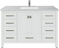 Eviva London 48 White Bath Vanity - Freestanding Countertop Quartz - Single Sink Bathroom Vanity with Porcelain Sink Combo