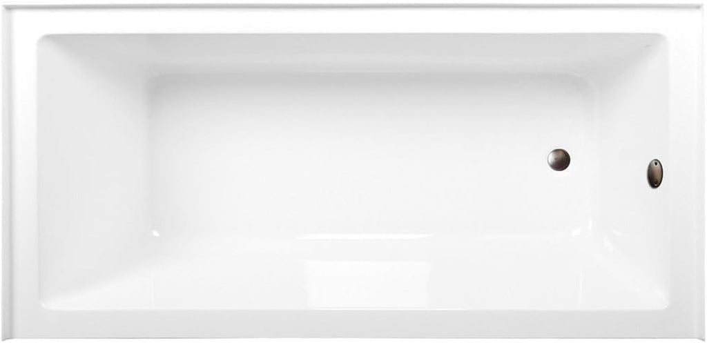 Aqua Eden CVTAP663222R5 66' Acrylic Rectangular 3-Wall Alcove Tub, Right Hand Drain, Glossy White/Oil Rubbed Bronze
