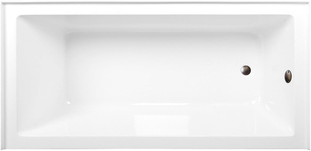 Aqua Eden CVTAP663222R5 66' Acrylic Rectangular 3-Wall Alcove Tub, Right Hand Drain, Glossy White/Oil Rubbed Bronze